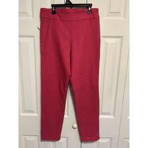 Krazy Larry Women's Pull On Ankle Pants Size 10, Pink W/Speckles, Elastic Waist